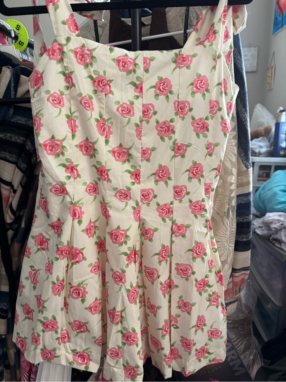 Floral Pink Rose romper- Women's Sleeveless Hyfve M